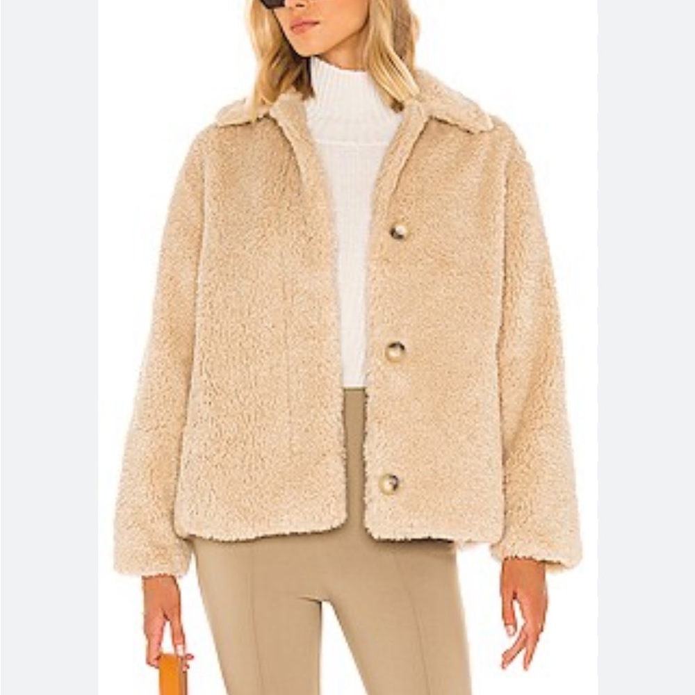 Vince Textured Faux Fur Jacket Shacket Teddy: Light Fauna Tan Beige